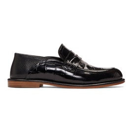로에베 Loewe Black Croc Slip-On Loafers 211677F121182