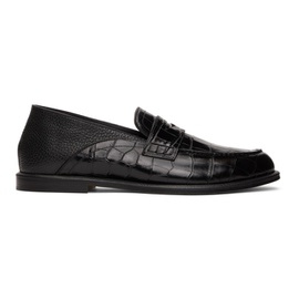로에베 Loewe Black Croc-Embossed Slip-On Loafers 211677M231093