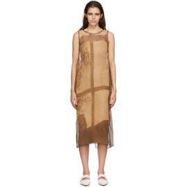 펜디 Fendi Brown & Beige Silk Tank Dress 211693F054046