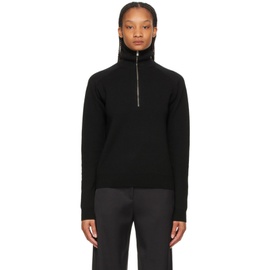 Toteme Black Merino Half-Zip Sweater 211771F097001