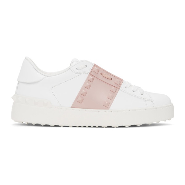  White & Pink 발렌티노 Valentino Garavani Rockstud Open Sneakers 211807F128013