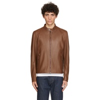 Boss Brown Leather Gemos Jacket 212085M181003