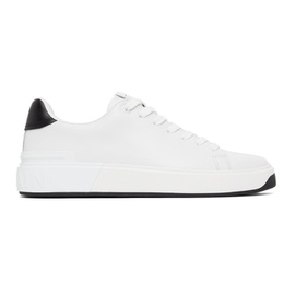 발망 Balmain White & Black Leather B-Court Sneakers 212251M237031