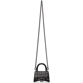 발렌시아가 Balenciaga Black Croc Mini Hourglass With Chain Bag 212342F046025