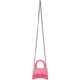 발렌시아가 Balenciaga Pink Croc Mini Hourglass With Chain Bag 212342F046027