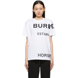버버리 Burberry White Horseferry Print T-Shirt 212376F110015