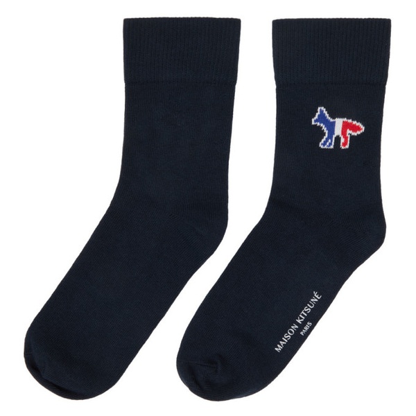메종키츠네 Maison Kitsune Navy Fox Socks 212389F076002
