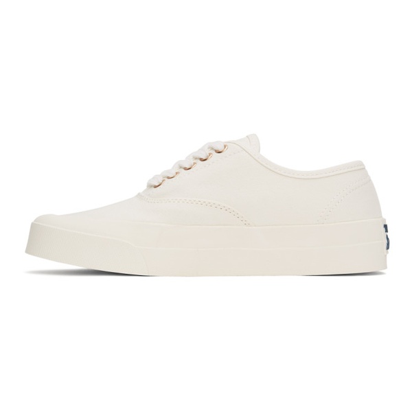 메종키츠네 Maison Kitsune White Canvas Laced Sneakers 212389F128289