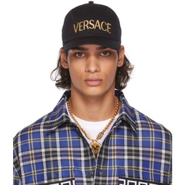 베르사체 Versace Black & Gold Embroidered Logo Cap 212404M139011