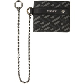 베르사체 Versace Grey Monogram On Chain Bifold Wallet 212404M164044