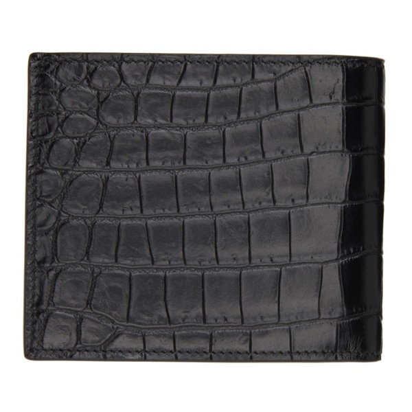 생로랑 생로랑 Saint Laurent Black Croc Tiny Monogram East/West Bifold Wallet 212418M163027