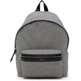 생로랑 Saint Laurent Black & White Nylon & Leather City Backpack 212418M166012