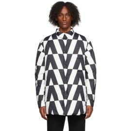 발렌티노 Valentino Reversible Black & White Optical Print Shirt Jacket 212476M180011