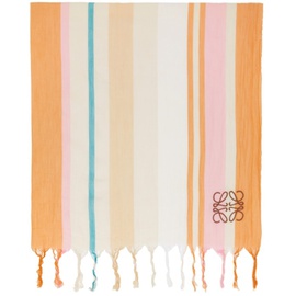 로에베 Loewe 오프화이트 Off-White & Orange Stripes Blanket Scarf 212677F029175