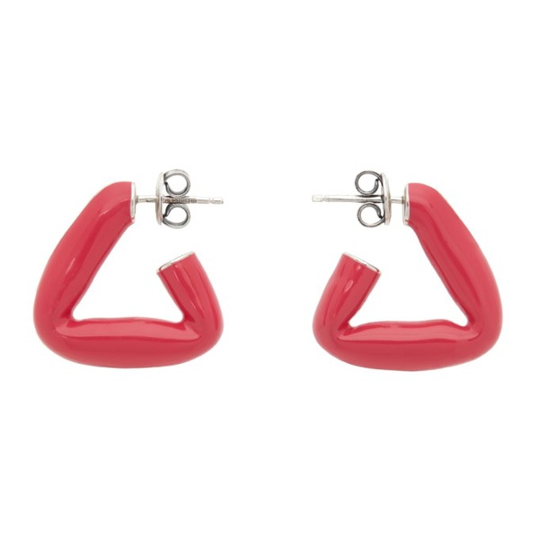 보테가베네타 보테가 베네타 Bottega Veneta Pink Enamel Triangle Hoop Earrings 212798F009024