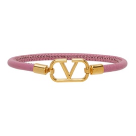 발렌티노 Valentino Garavani Pink Leather VLogo Bracelet 212807F020032