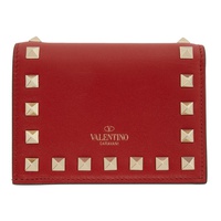발렌티노 Valentino Garavani Red Rockstud Flat French Wallet 212807F040013