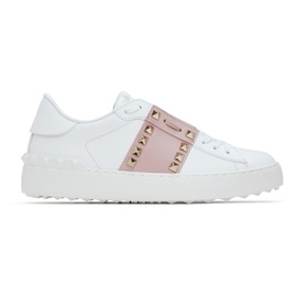 발렌티노 Valentino Garavani White & Pink Rockstud Untitled Sneakers 212807F128015