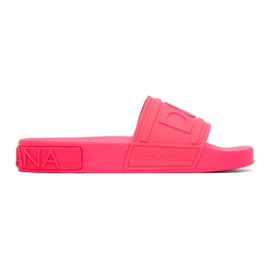 돌체앤가바나 Dolce & Gabbana Pink Rubber Beach Slides 221003F124012