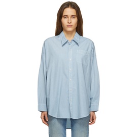 알썰틴 R13 Blue & White Drop Neck Oxford Shirt 221021F109001