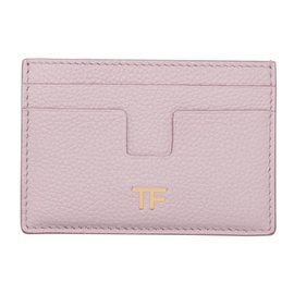 톰포드 TOM FORD Pink Grained Leather T Line Card Holder 221076F037001