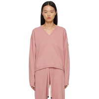 몽클레어 Moncler Pink Cropped V-Neck Sweater 221111F100000