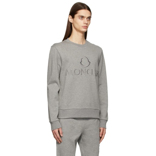 몽클레어 몽클레어 Moncler Grey Logo Outline Embroidered Sweatshirt 221111M204067