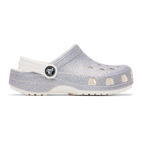 크록스 Crocs Kids White Classic Glitter Sandals 221209M711017