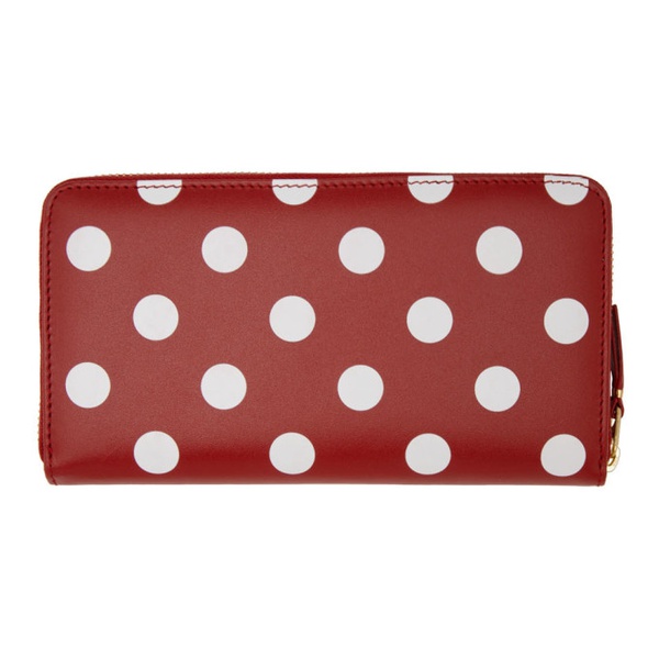  Comme des Garcons Wallets Red & White Dots Zip Wallet 221230F040029