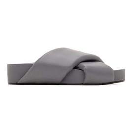질샌더 Jil Sander Grey Oversize Wrapped Slides 221249F124019