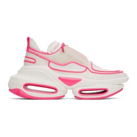 발망 Balmain White & Pink B-Bold Sneakers 221251F128003
