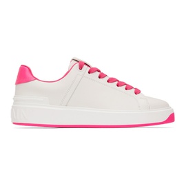 발망 Balmain White & Pink B-Court Sneakers 221251F128010