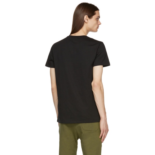 발망 발망 Balmain Black Flocked Logo T-Shirt 221251M213001
