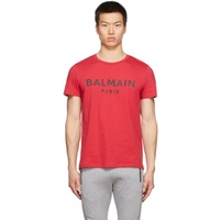 발망 Balmain Red Printed Logo T-Shirt 221251M213009