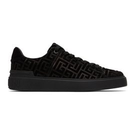 발망 Balmain Black Suede Monogram B-Court Sneakers 221251M237005