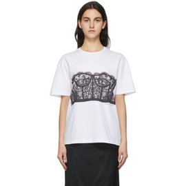 알렉산더맥퀸 Alexander McQueen White Bustier Print T-Shirt 221259F110012