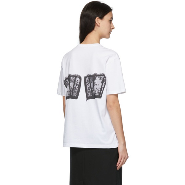 알렉산더 맥퀸 알렉산더맥퀸 Alexander McQueen White Bustier Print T-Shirt 221259F110012