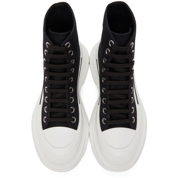 알렉산더 맥퀸 알렉산더맥퀸 Alexander McQueen Black & White Tread Slick High Sneakers 221259F127000