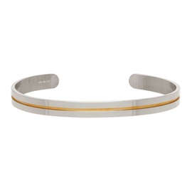 조르지오 아르마니 Giorgio Armani Silver & Gold Stripe Cuff Bracelet 221262M142000
