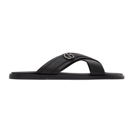 조르지오 아르마니 Giorgio Armani Black Pebbled Plaited Sandals 221262M234000