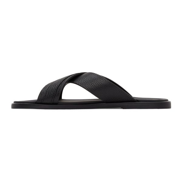 아르마니 조르지오 아르마니 Giorgio Armani Black Pebbled Plaited Sandals 221262M234000