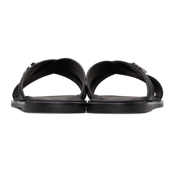아르마니 조르지오 아르마니 Giorgio Armani Black Pebbled Plaited Sandals 221262M234000