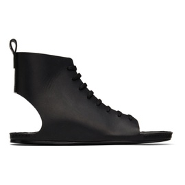조르지오 아르마니 Giorgio Armani Black Leather Gladiator Sandals 221262M234004
