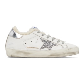 골든구스 Golden Goose SSENSE Exclusive White & Silver Super-Star Shearling Sneakers 221264F128004