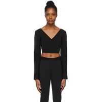 지방시 Givenchy Black Cropped V-Neck Sweater 221278F100000