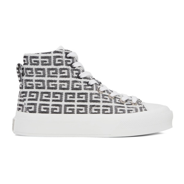 지방시 지방시 Givenchy White 4G Jacquard City Sneakers 221278M236000