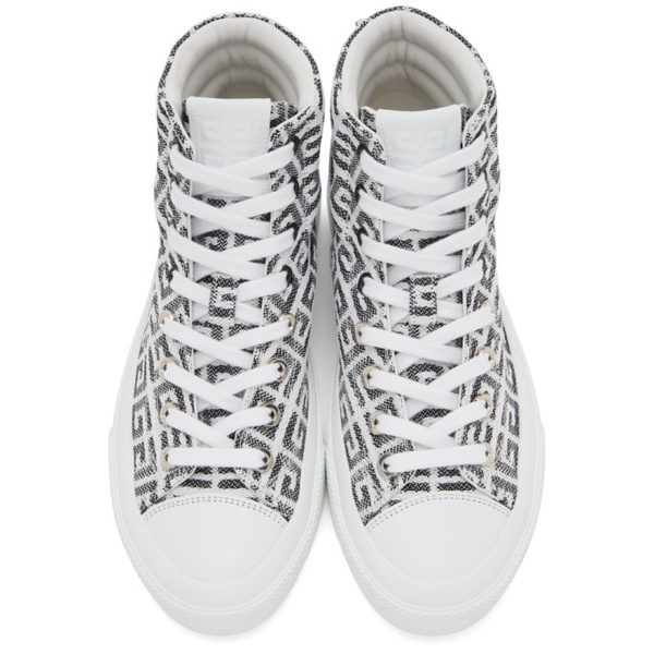 지방시 지방시 Givenchy White 4G Jacquard City Sneakers 221278M236000