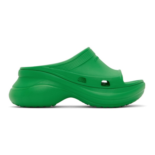 발렌시아가 발렌시아가 Balenciaga Green Crocs 에디트 Edition Pool Slides 221342F124018