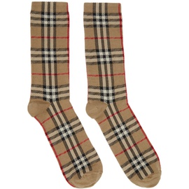 버버리 Burberry Beige Vintage Check Socks 221376F076002