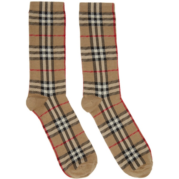 버버리 버버리 Burberry Beige Vintage Check Socks 221376F076002